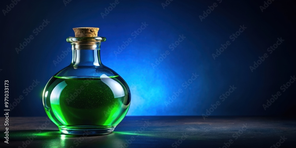 Green potion bottle on dark blue background, green, potion, bottle, dark blue, background, magic, mystical, potion bottle Green potion bottle on dark blue background, green, potion, bottle, dark blue, background, magic, mystical, potion bottle