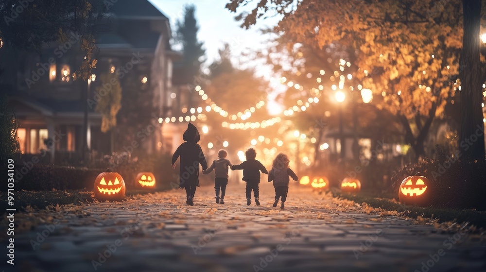 Halloween festival street dance family in spooky costumes Halloween festival street dance family in spooky costumes