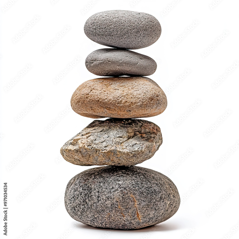 stacked rock. rock balancing on isolated white background