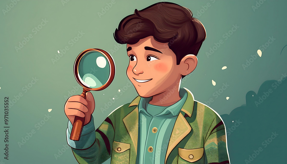 Boy with a magnifying glass exploring – A curious boy using a magnifying glass to investiga_1(40) Boy with a magnifying glass exploring – A curious boy using a magnifying glass to investiga_1(40)