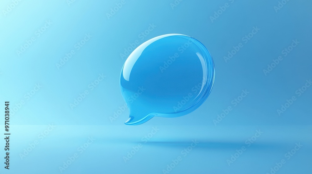3D-rendered speech bubble floating on a sleek blue background ...