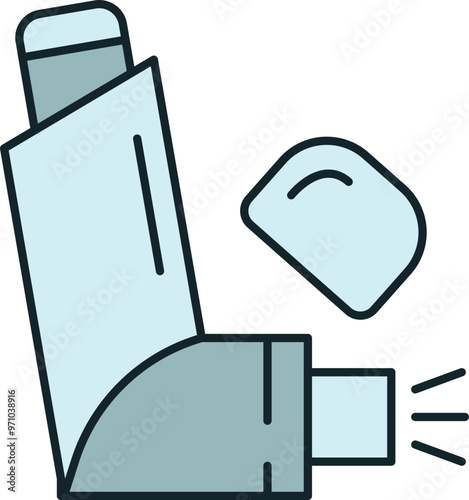 Blue asthma inhaler relieving respiratory problems