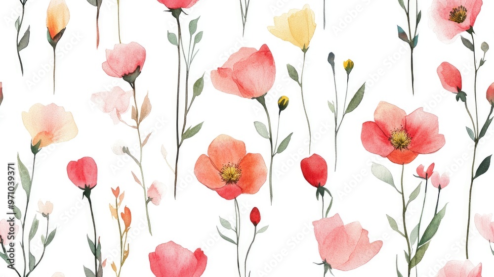 Watercolor pattern featuring rosa wildflowers Aquarelle design suitable for backgrounds textures wrapper patterns frames or borders Watercolor pattern featuring rosa wildflowers Aquarelle design suitable for backgrounds textures wrapper patterns frames or borders