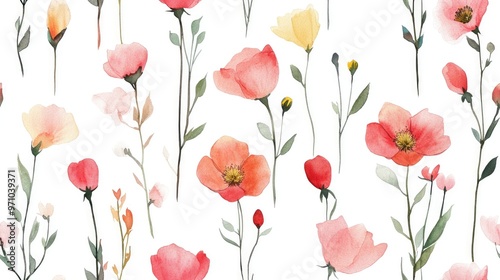 Wallpaper Mural Watercolor pattern featuring rosa wildflowers Aquarelle design suitable for backgrounds textures wrapper patterns frames or borders Torontodigital.ca