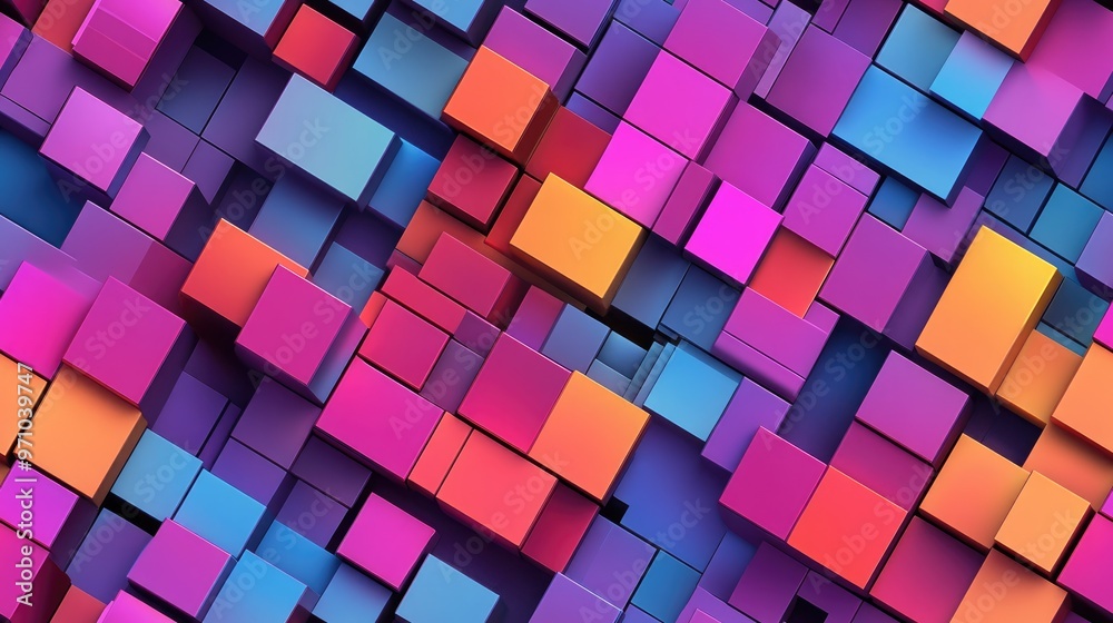 Colorful modern 3D topology background featuring abstract mosaic squares Ideal for technology and security design concepts presentations templates cards book covers and posters