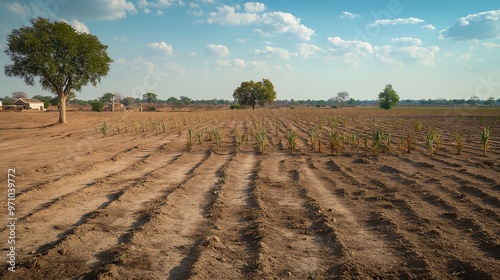 Agriculture is facing drought. with dry areas Crops wither photo