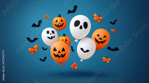 Colorful Halloween balloons with spooky designs, perfect for festive celebrations and themed parties.