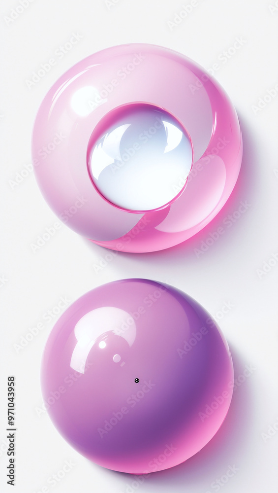 pink bubbles isolated on white background