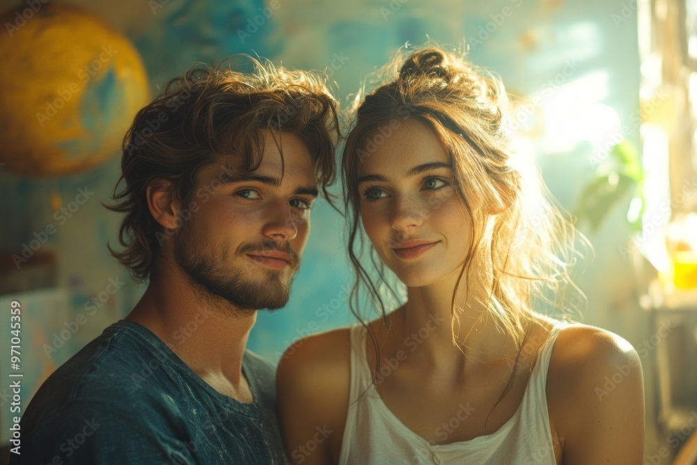 Couch, love and couple together in living room for bonding, care and affection to enjoy romance in home. Happy smile, man and woman in home Couch, love and couple together in living room for bonding, care and affection to enjoy romance in home. Happy smile, man and woman in home