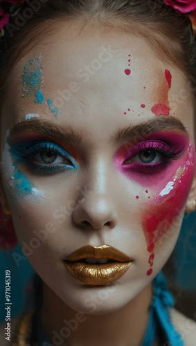 Design a makeup challenge using only the colors in the image, focusing on blending techniques (second mention).