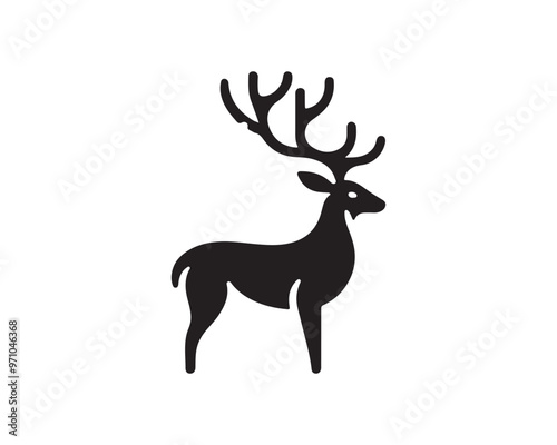 
Deer logo vector template. Deer head icon symbol vector illustration. Deer silhouette logo black and white.