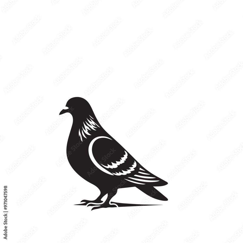 Pigeon bird silhouette. Pigeon logo, icon. Pigeon vector design isolated on white background. Pigeon bird silhouette. Pigeon logo, icon. Pigeon vector design isolated on white background.