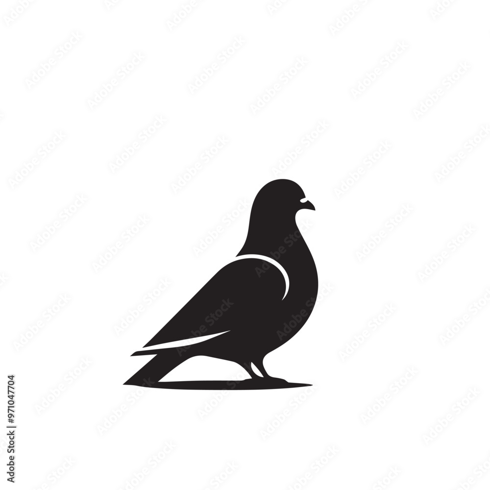 Fototapeta premium Pigeon bird silhouette. Pigeon logo, icon. Pigeon vector design isolated on white background.