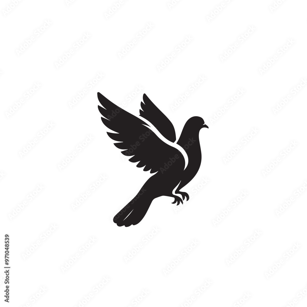 Pigeon bird silhouette. Pigeon logo, icon. Pigeon vector design isolated on white background. Pigeon bird silhouette. Pigeon logo, icon. Pigeon vector design isolated on white background.
