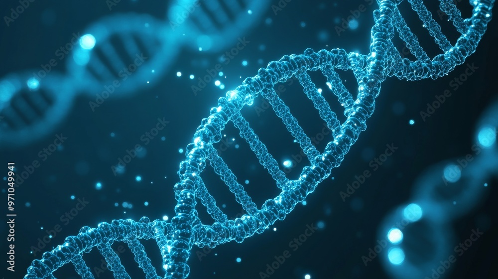 Cyan DNA Genome Poster with Copy Space