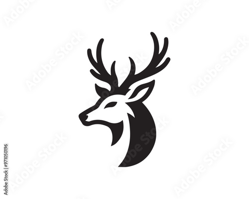 Deer logo vector template. Deer head icon symbol vector illustration. Deer silhouette logo black and white.