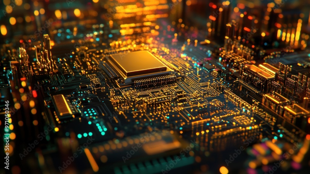 Obraz premium Golden Circuit Board