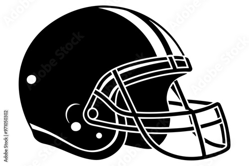 american football helmet silhouette vector, white background