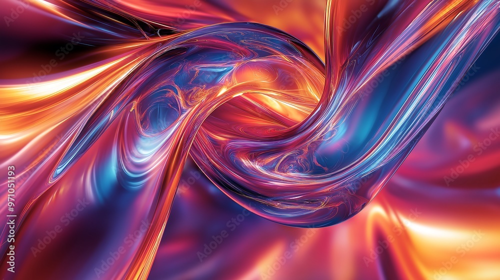 Fototapeta premium Colors swirl around futuristic mirror