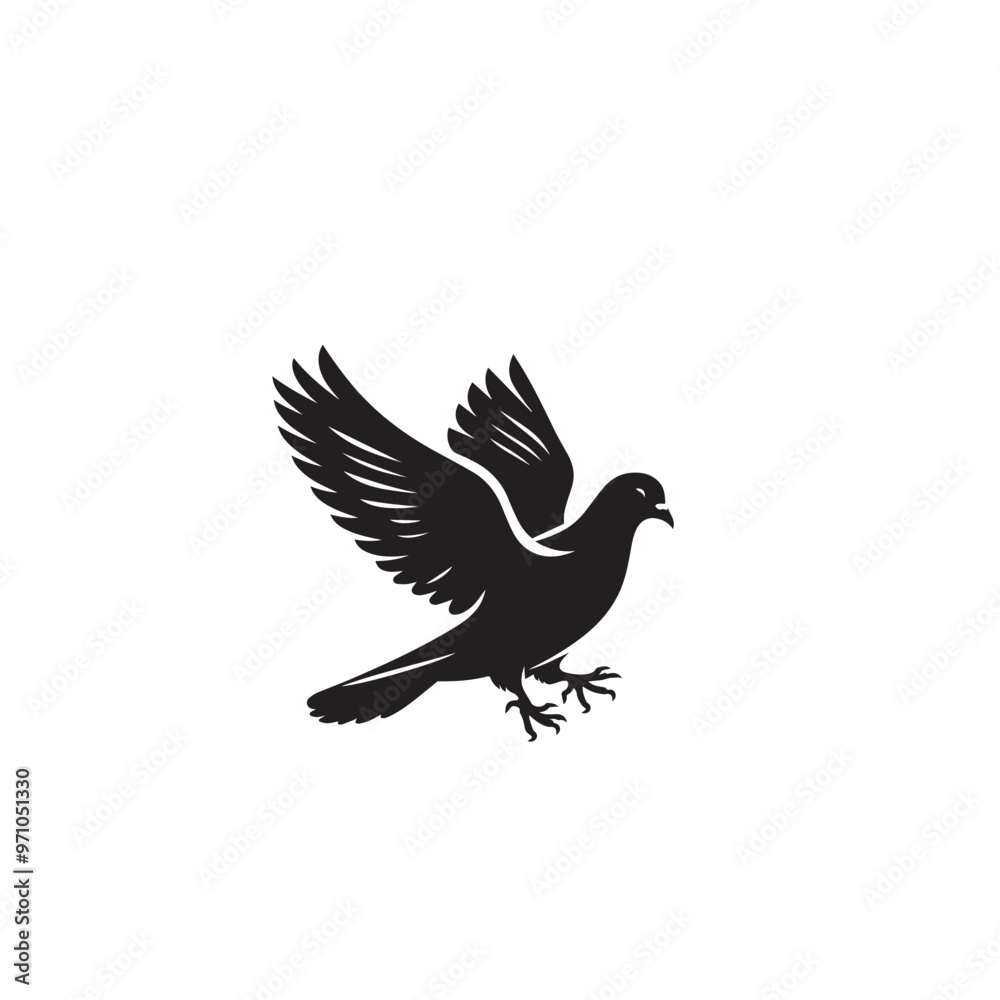 Fototapeta premium Pigeon bird silhouette. Pigeon logo, icon. Pigeon vector design isolated on white background.