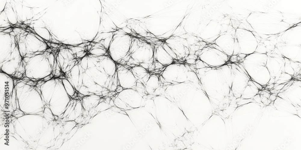 Obraz premium Intricate abstract pattern depicting interconnected lines and bubbles, creating a mesmerizing visual texture against a white background.