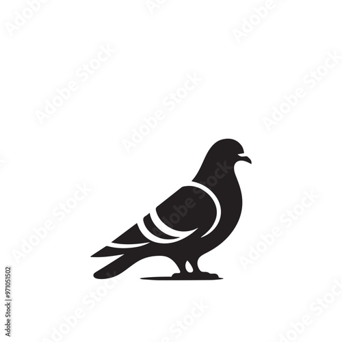 Pigeon bird silhouette. Pigeon logo, icon. Pigeon vector design isolated on white background.