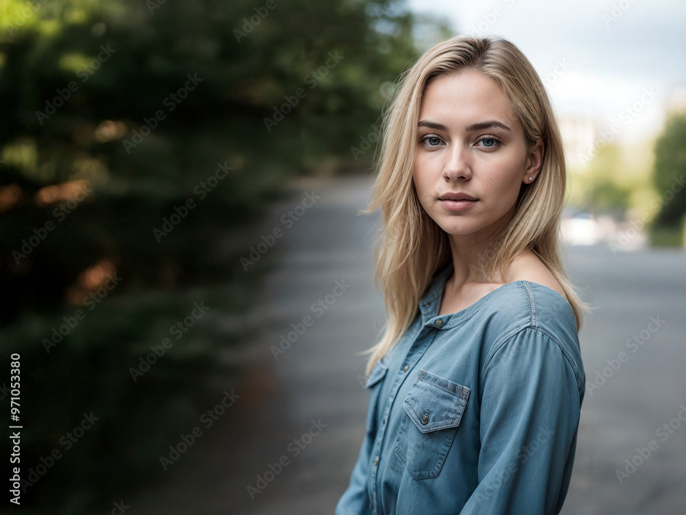 An attractive young woman with space for text or product An attractive young woman with space for text or product
