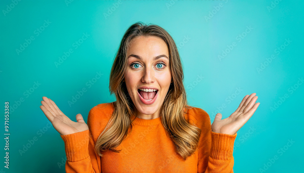 A young woman with a surprised look on her face A young woman with a surprised look on her face
