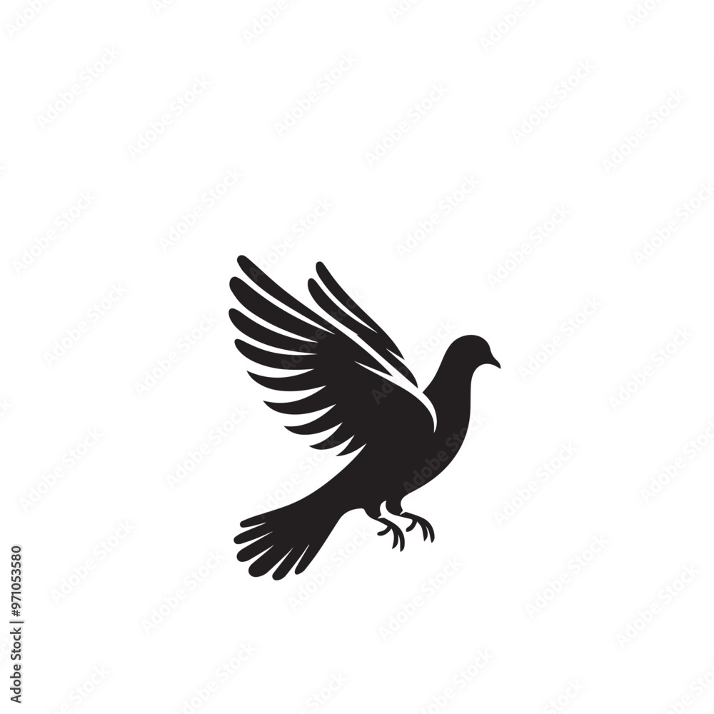 Pigeon bird silhouette. Pigeon logo, icon. Pigeon vector design isolated on white background. Pigeon bird silhouette. Pigeon logo, icon. Pigeon vector design isolated on white background.