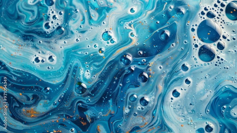 Drops can be described as liquid foam, while the bubbles in shampoo resemble those created by dish soap. In a similar vein, the fluidity of aqua can be seen as an abstract representation of the 