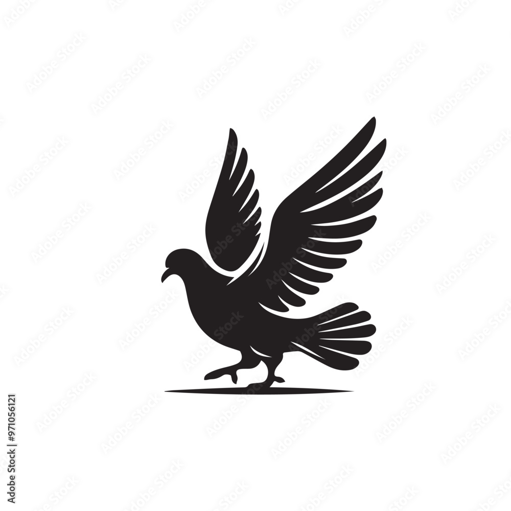 Pigeon bird silhouette. Pigeon logo, icon. Pigeon vector design isolated on white background. Pigeon bird silhouette. Pigeon logo, icon. Pigeon vector design isolated on white background.