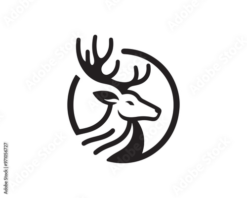 Deer logo vector template. Deer head icon symbol vector illustration. Deer silhouette logo black and white.