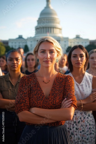 Empowered Women Uniting for Change at Iconic Landmark