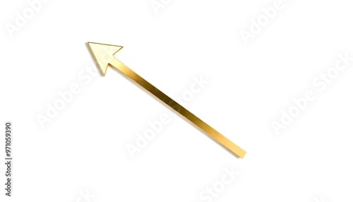 Gold arrow pointing diagonal on a white background 