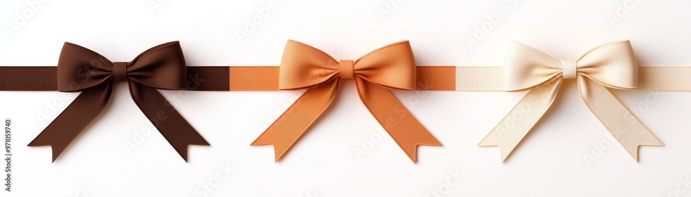 Fototapeta premium Elegant ribbon bows in various hues perfect for gifts, decorations, or craft projects, showcasing versatility and style.