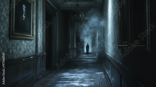 Wallpaper Mural Ghostly Figure in Haunted Hallwa Torontodigital.ca