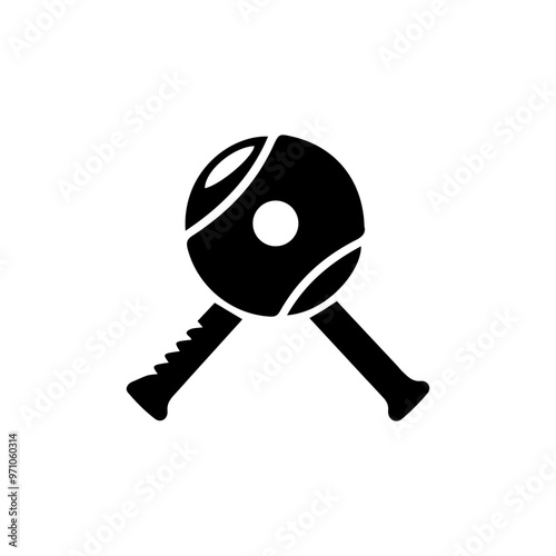 Racquet liner and solid vector vector icon  in black and white filled and solid style  in black