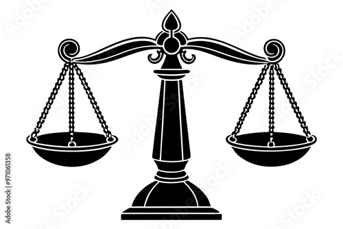 judge scale silhouette vector, judge scale icon style white   bacground