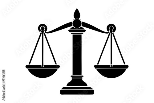 judge scale silhouette vector, judge scale icon style white   bacground