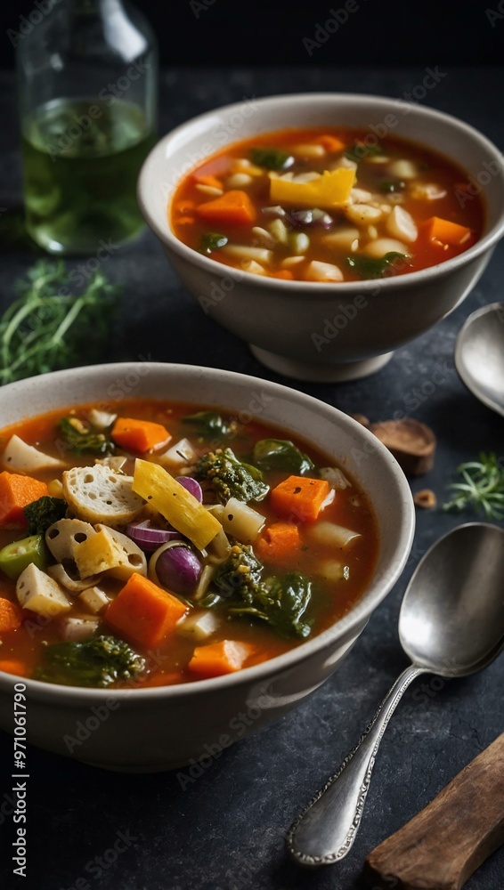 Fastfood vegetable soup in a new style. Fastfood vegetable soup in a new style.