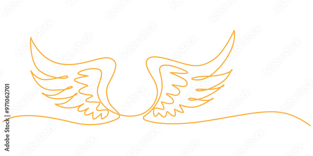 Angel wings with ring one line art, Continuous one line drawing of angel wings illustration, Heart with wings outline design, One line continuous drawing of a wing. Single outline modern design Angel wings with ring one line art, Continuous one line drawing of angel wings illustration, Heart with wings outline design, One line continuous drawing of a wing. Single outline modern design