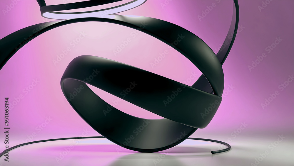 Abstract background, black curved lines isolated on purple pink, waves, artistic wallpaper, template, wallart