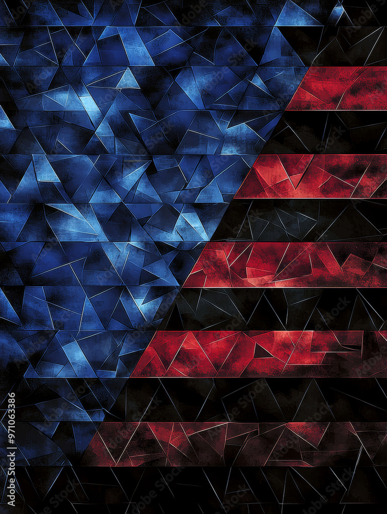 Obraz premium A blue and red striped design with a red stripe on the right