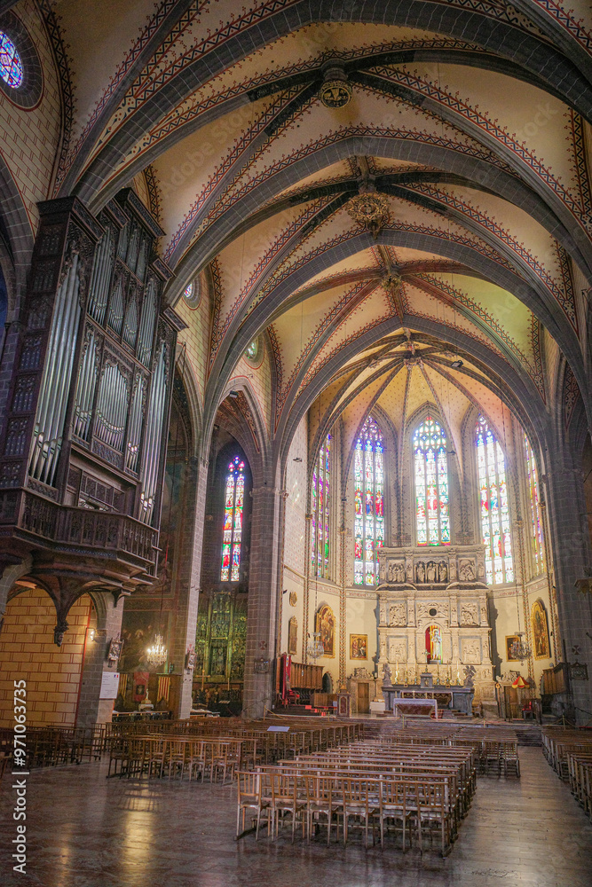 Perpignan, France - 27 Aug, 2024: Interior of the 14th century Saint Jean Cathedral, Perpignan, Pyrenees Orientales Perpignan, France - 27 Aug, 2024: Interior of the 14th century Saint Jean Cathedral, Perpignan, Pyrenees Orientales