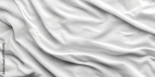  Abstract white crumpled fabric texture background with soft folds, perfect for product mockups, textile designs, or minimalist visual projects that require a clean and elegant fabric texture.