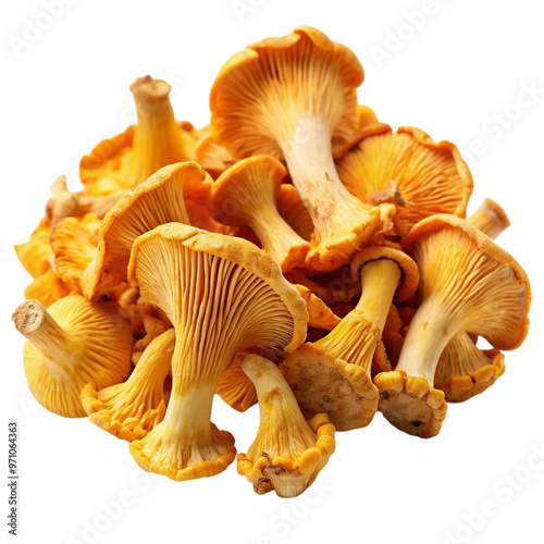 Chanterelle mushrooms Isolated on transparent background.