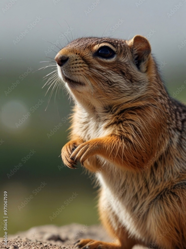 A small ground squirrel on white background. Generated by AI. A small ground squirrel on white background. Generated by AI.