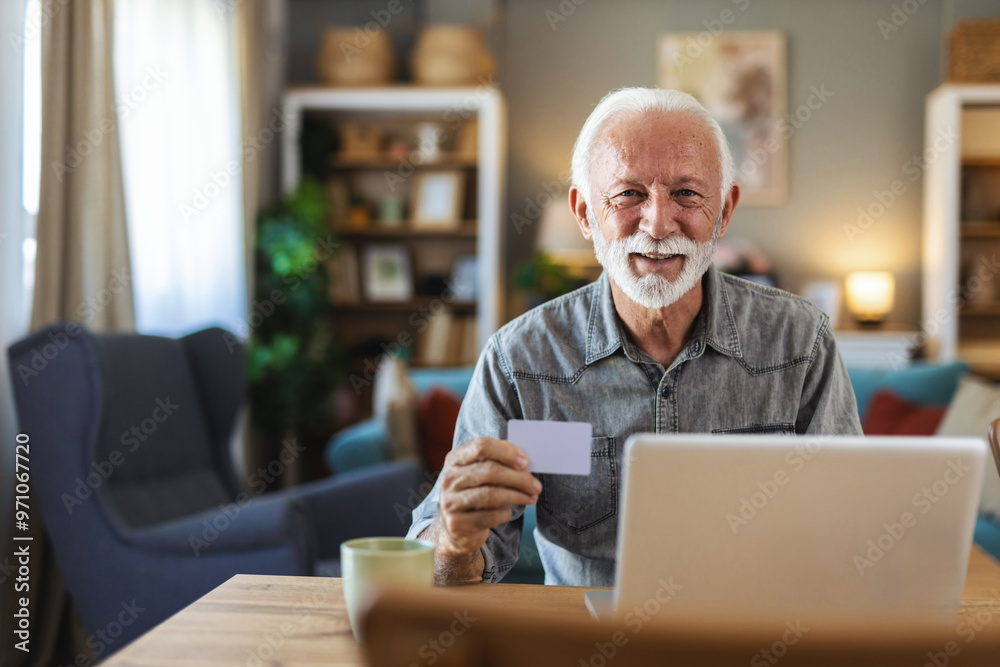 Credit card, retirement or old man banking on laptop, internet or web for mortgage, bills or payment in home. Senior, ecommerce or elderly person for online shopping deal or investment plan research Credit card, retirement or old man banking on laptop, internet or web for mortgage, bills or payment in home. Senior, ecommerce or elderly person for online shopping deal or investment plan research