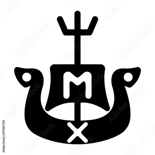 A glyph style icon of njord symbol 