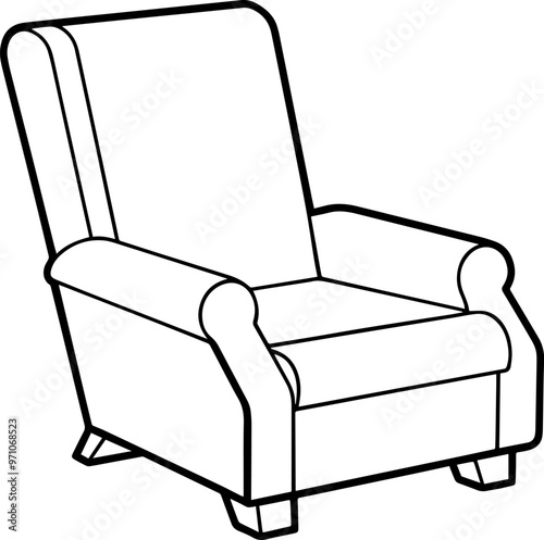 recliner chair line art silhouette vector illustration